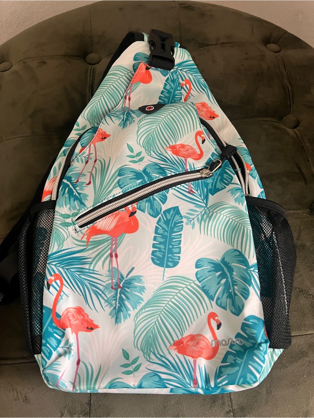Tropical Flamingo Sling Bag - Coral & Teal